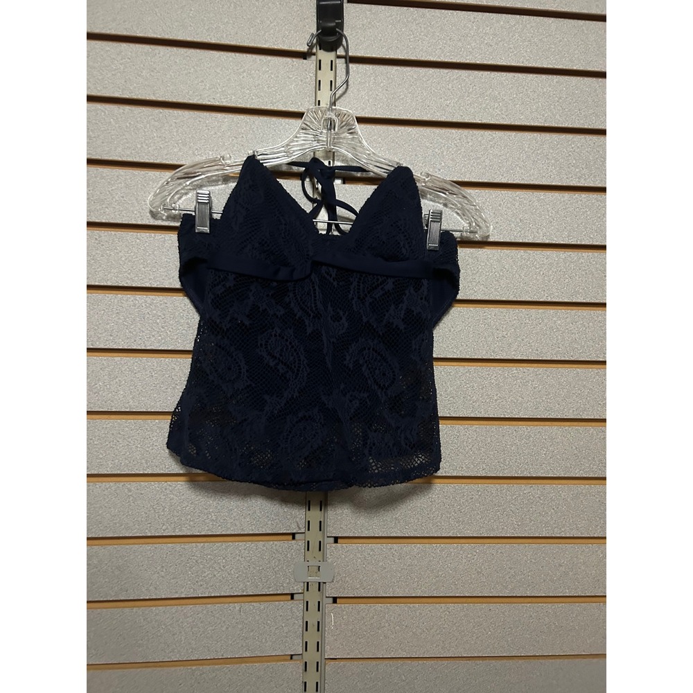 Lauren Ralph Lauren‎ Navy Blue Crochet Lace Tankini Set Size 6 Halter Swimsuit S